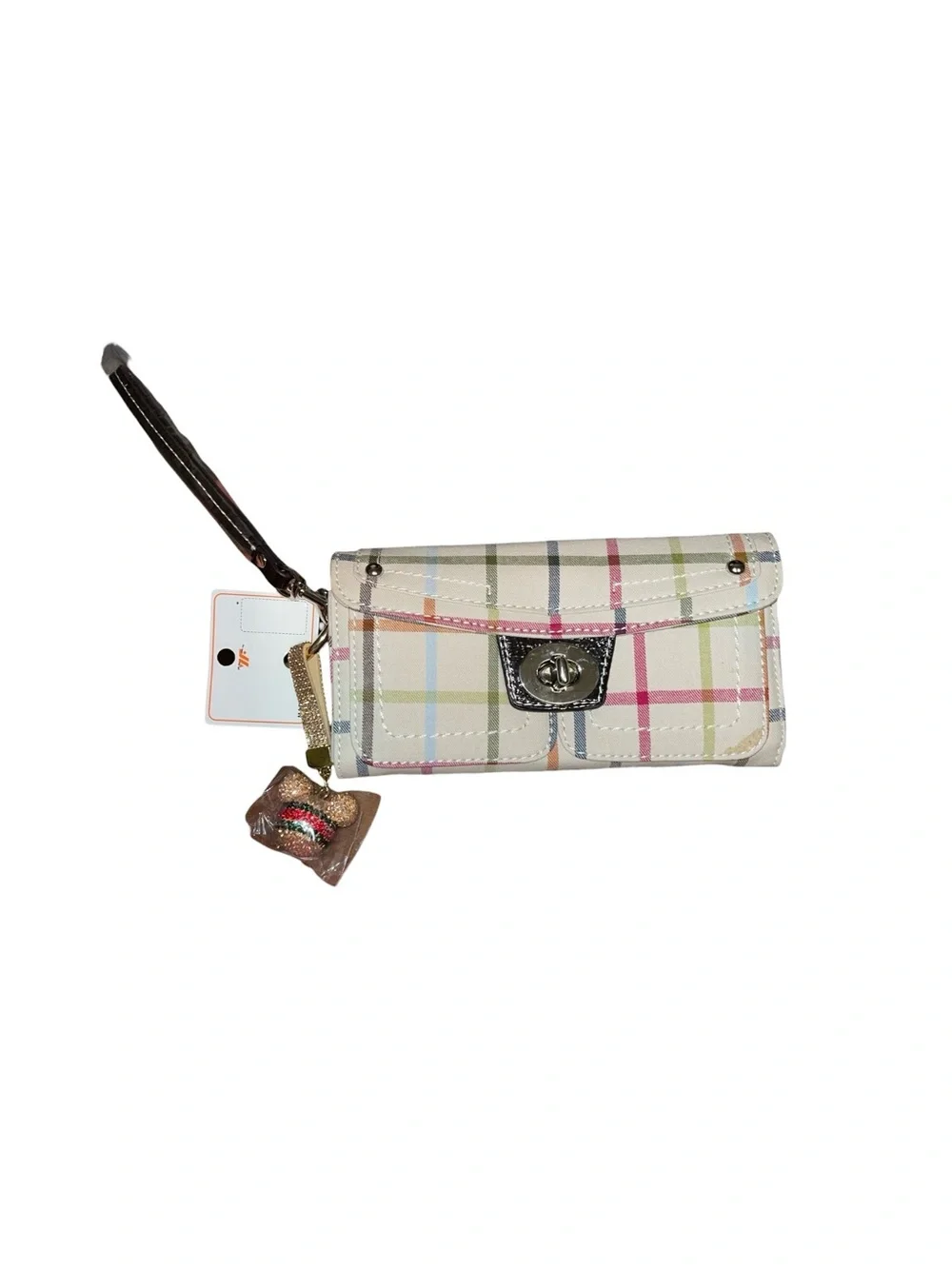 PLAID CHIC FULL SIZE WRISTLET WALLET & SPARKLE BAG CHARM SET